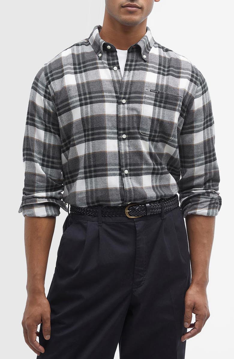 Barbour Fallbay Tailored Fit Flannel Button-Down Shirt, Main, color, 