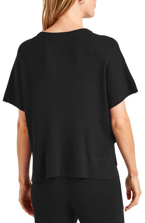 Splendid Georgie Short Sleeve Rib Sweater In Black