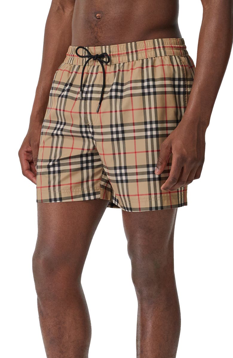 Burberry Grafton Check Swim Trunks, Alternate, color, 