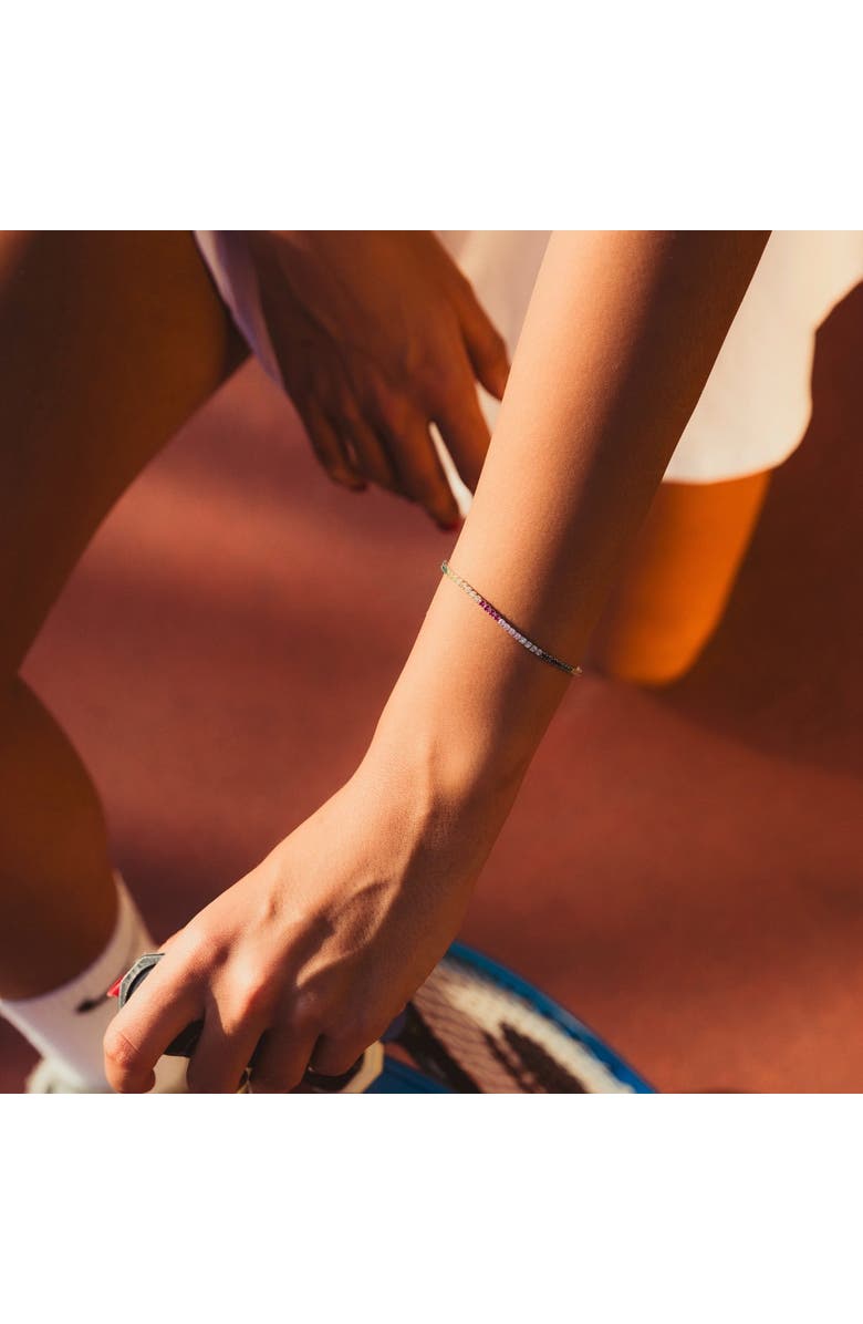 Spero London Rainbow Colourful Sterling Silver Tennis Bracelet, Alternate, color, Silver