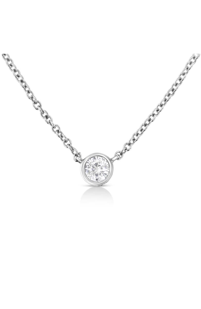 Haus of Brilliance 10K Gold 1/10 Cttw Diamond Bezel-Set Solitaire Pendant Necklace, Main, color, White