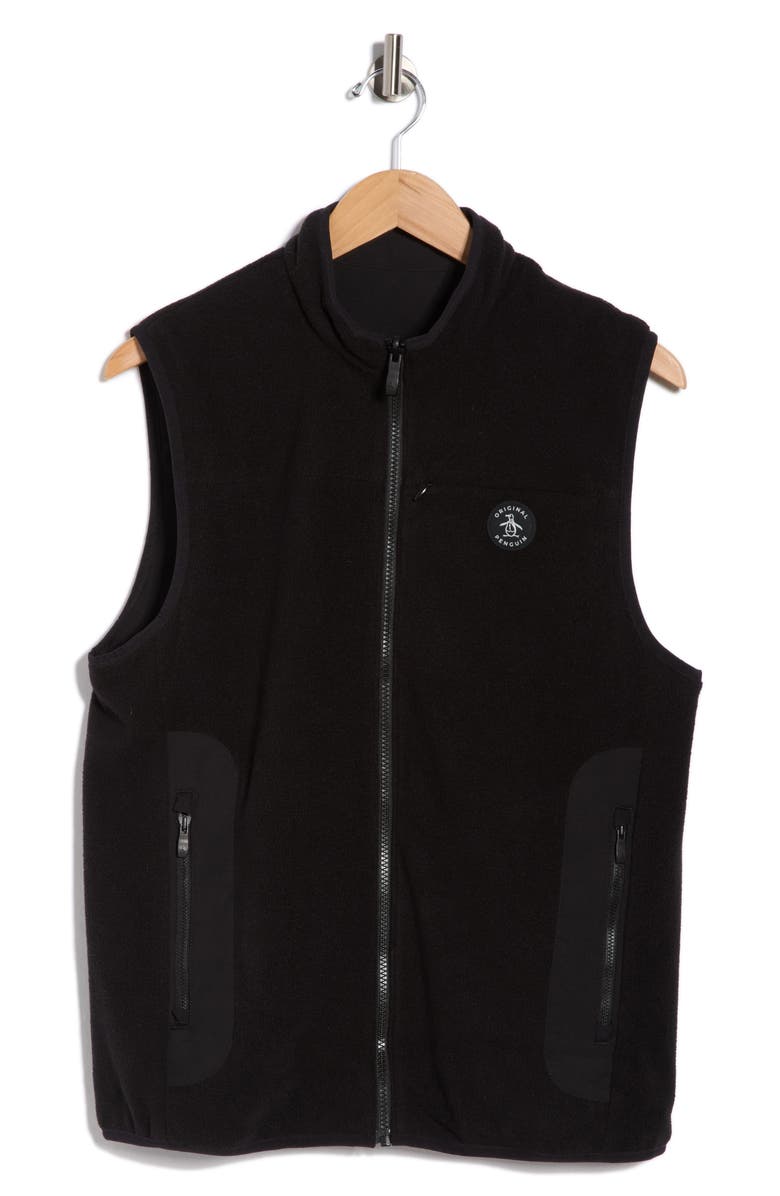 Original Penguin Reversible Polar Fleece Vest, Alternate, color, Caviar