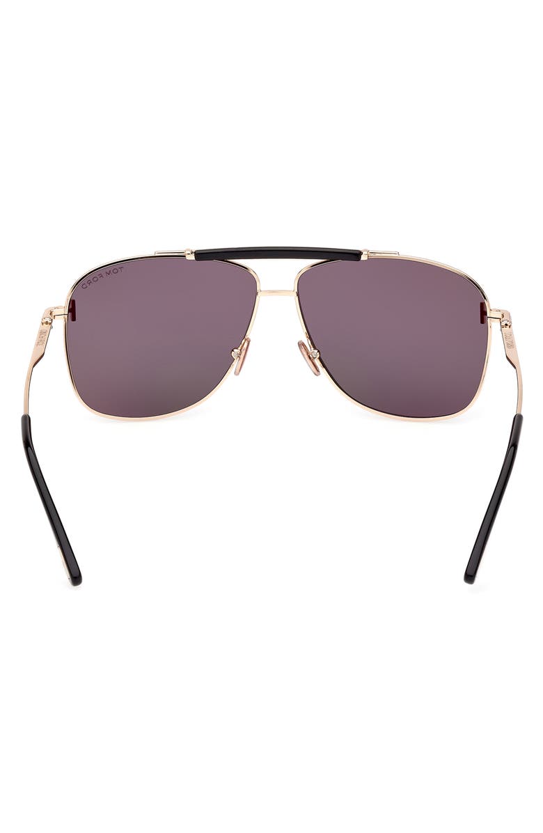 TOM FORD Jaden 60mm Polarized Navigator Sunglasses, Alternate, color, Shiny Rose Gold Black / Smoke