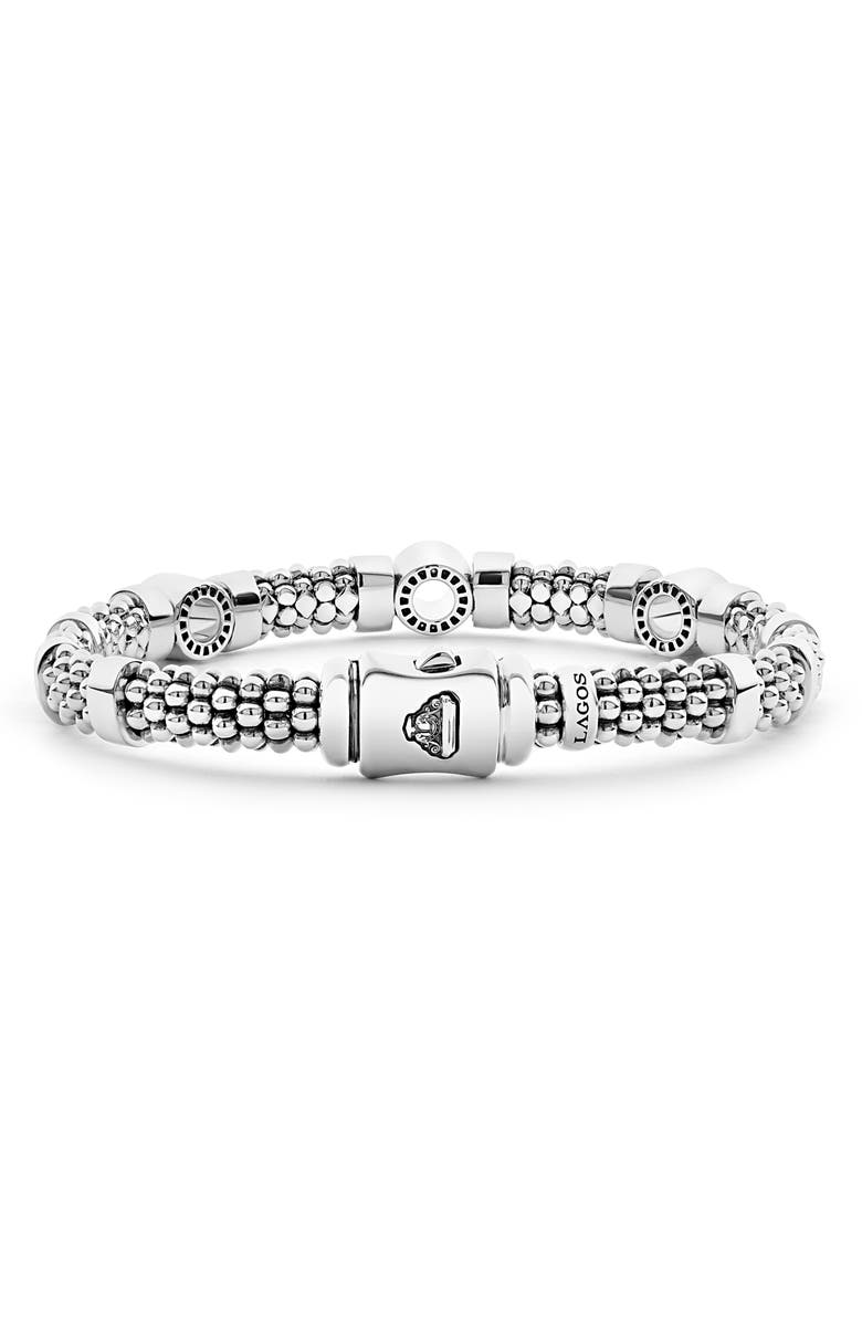 LAGOS Caviar Spark Diamond Station Rope Bracelet, Alternate, color, Silver Diamond