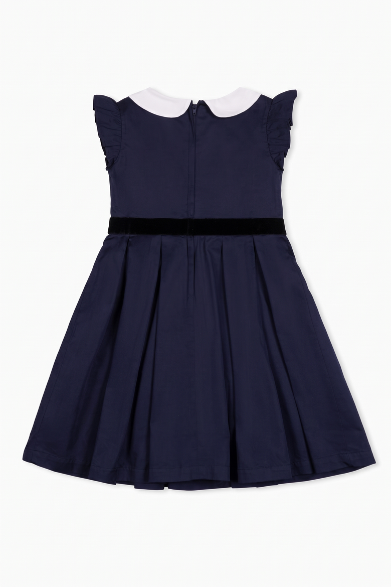 Kids' Organic Peter Pan Collar Party Dress, Alternate, color, Navy