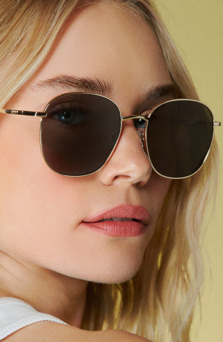 QUAY Jezabell 56mm Round Sunglasses, Alternate, color, Gold/ Smoke
