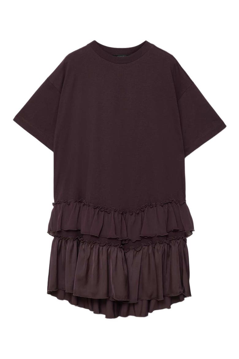 Feyre Ruffle Tiered Cotton T-Shirt Minidress, Alternate, color, BURGUNDY RED