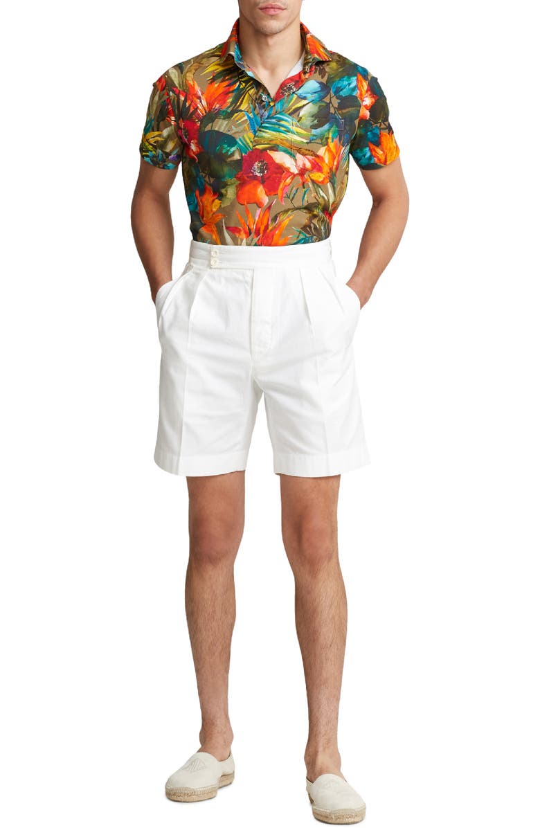 Ralph Lauren Purple Label Byron Pleated Cotton Shorts, Alternate, color, 