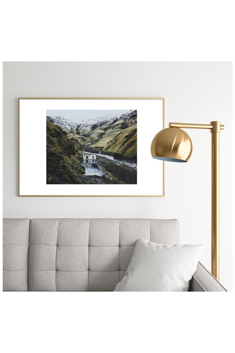 Seljavallalaug Iceland Framed Art Print, Alternate, color, GOLDEN TONES