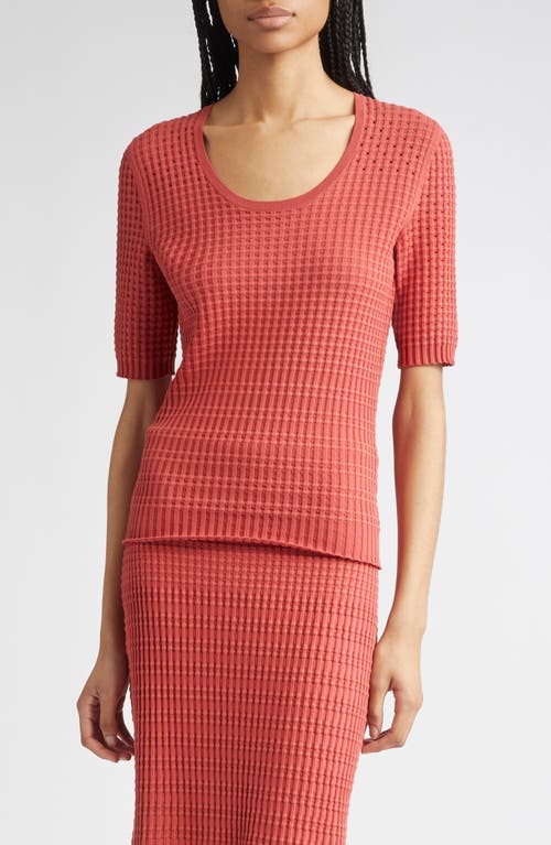 Lafayette 148 New York Mixed Stitch Short Sleeve Sweater In Pink