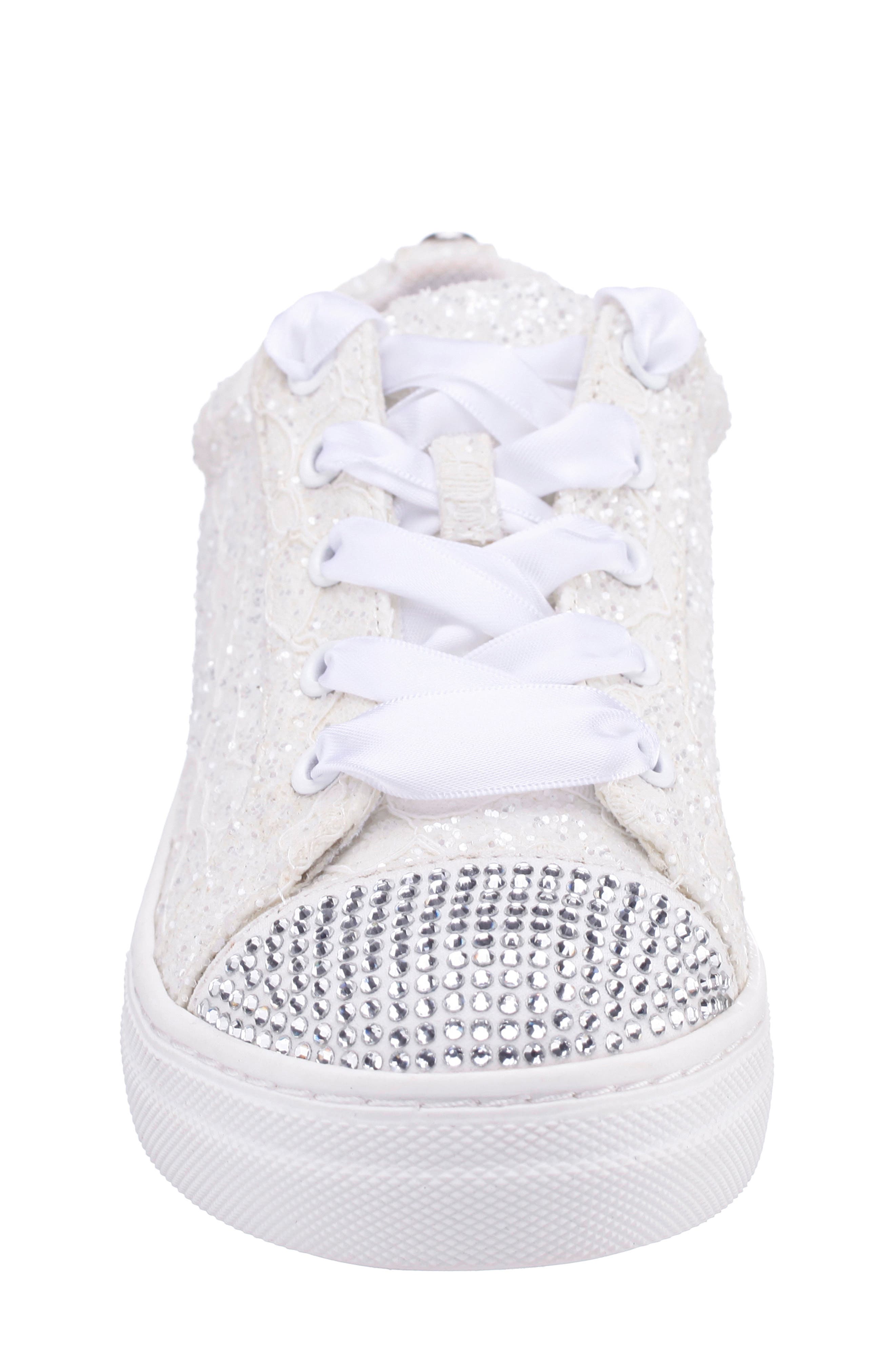 Nina Kids' Glitter Cap Toe Sneaker, Alternate, color, White