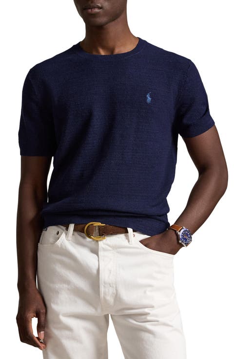 Cotton & Linen Piqué Short Sleeve Sweater
