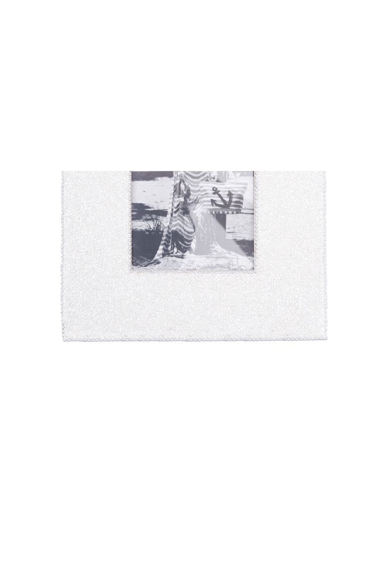 4x6 White Glass Beads Sea Turtle Photo Picture Frame, Alternate, color, White