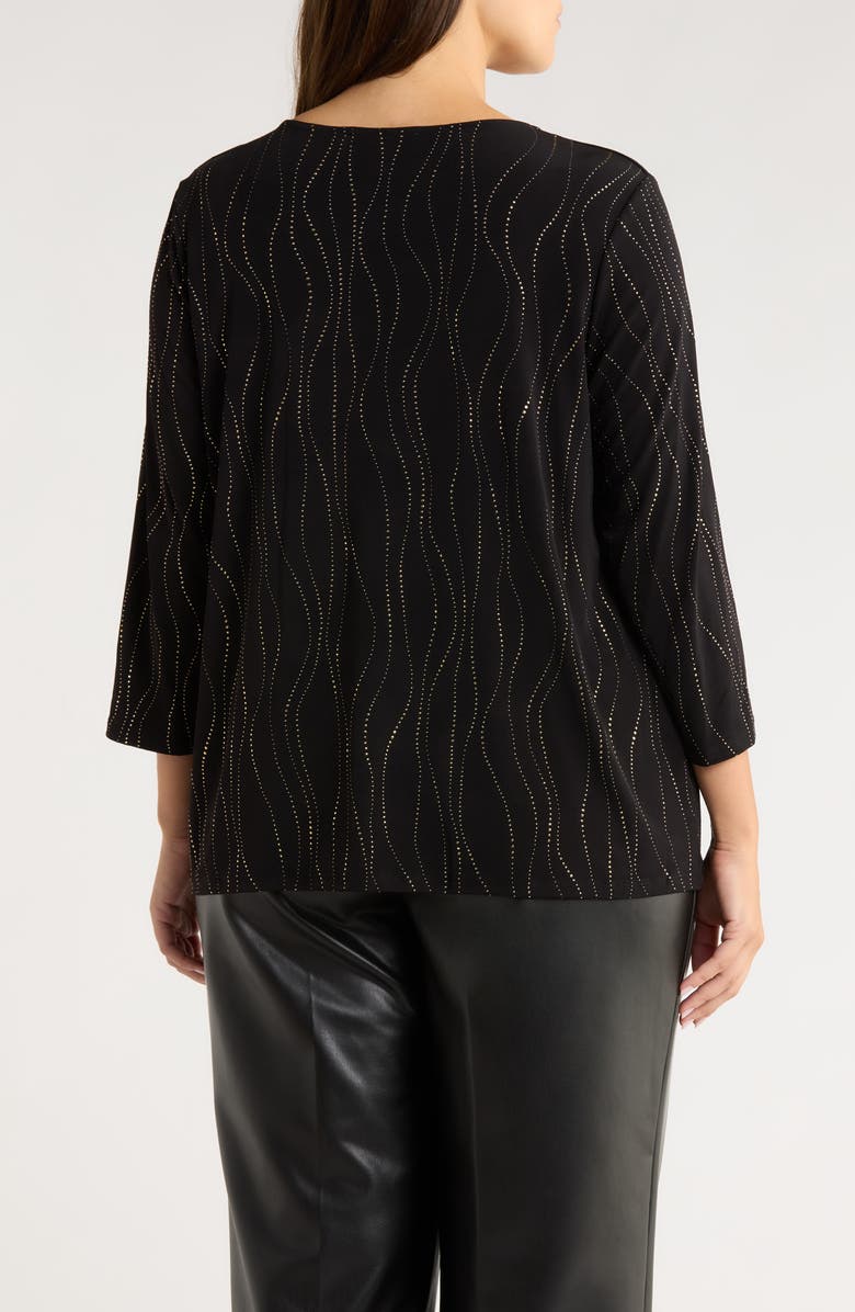 KASPER Rhinestone Keyhole Top, Alternate, color, Black/ Gold