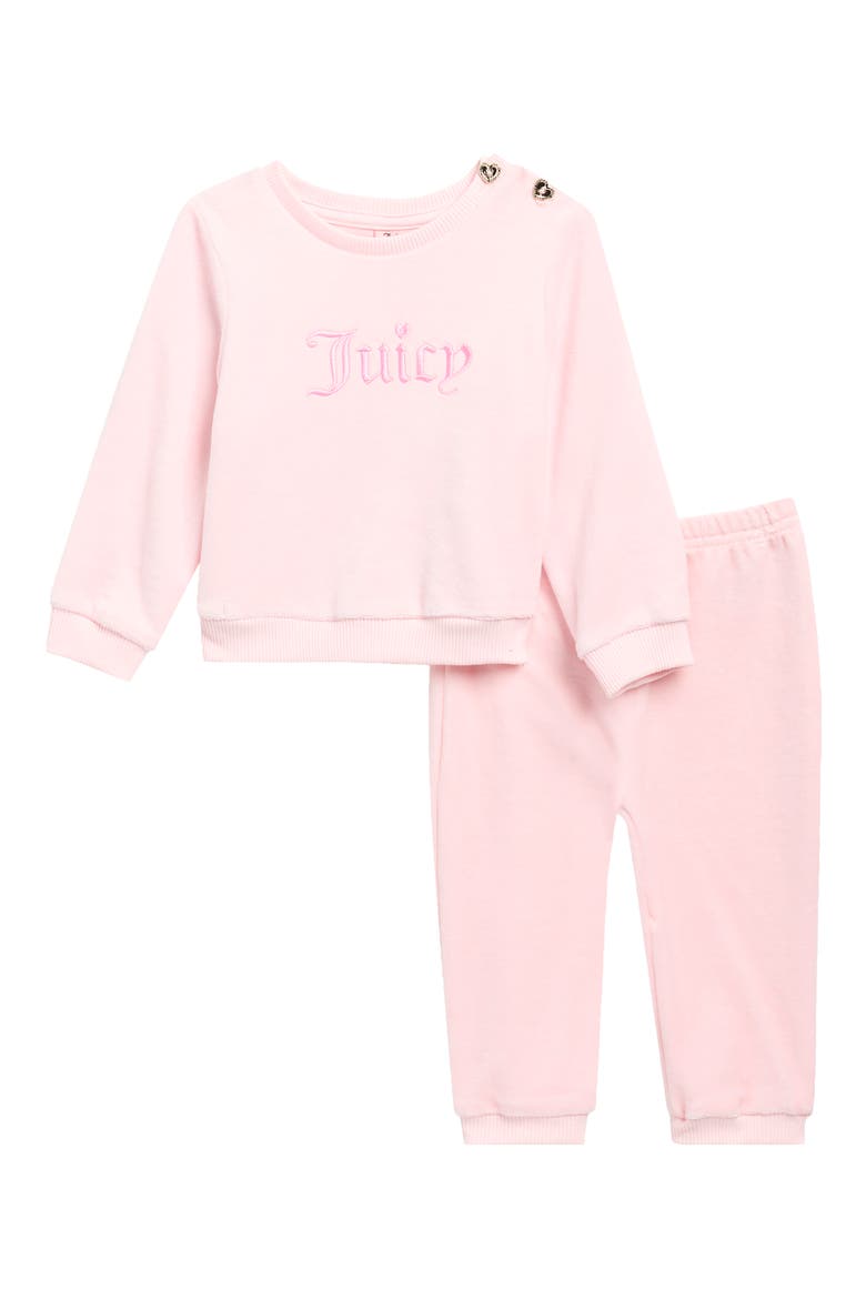Logo Velour Top & Joggers Set, Main, color, PINK
