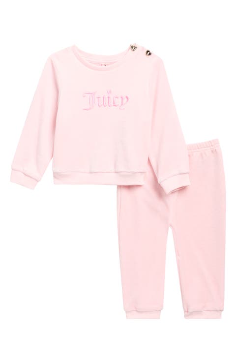Logo Velour Top & Joggers Set