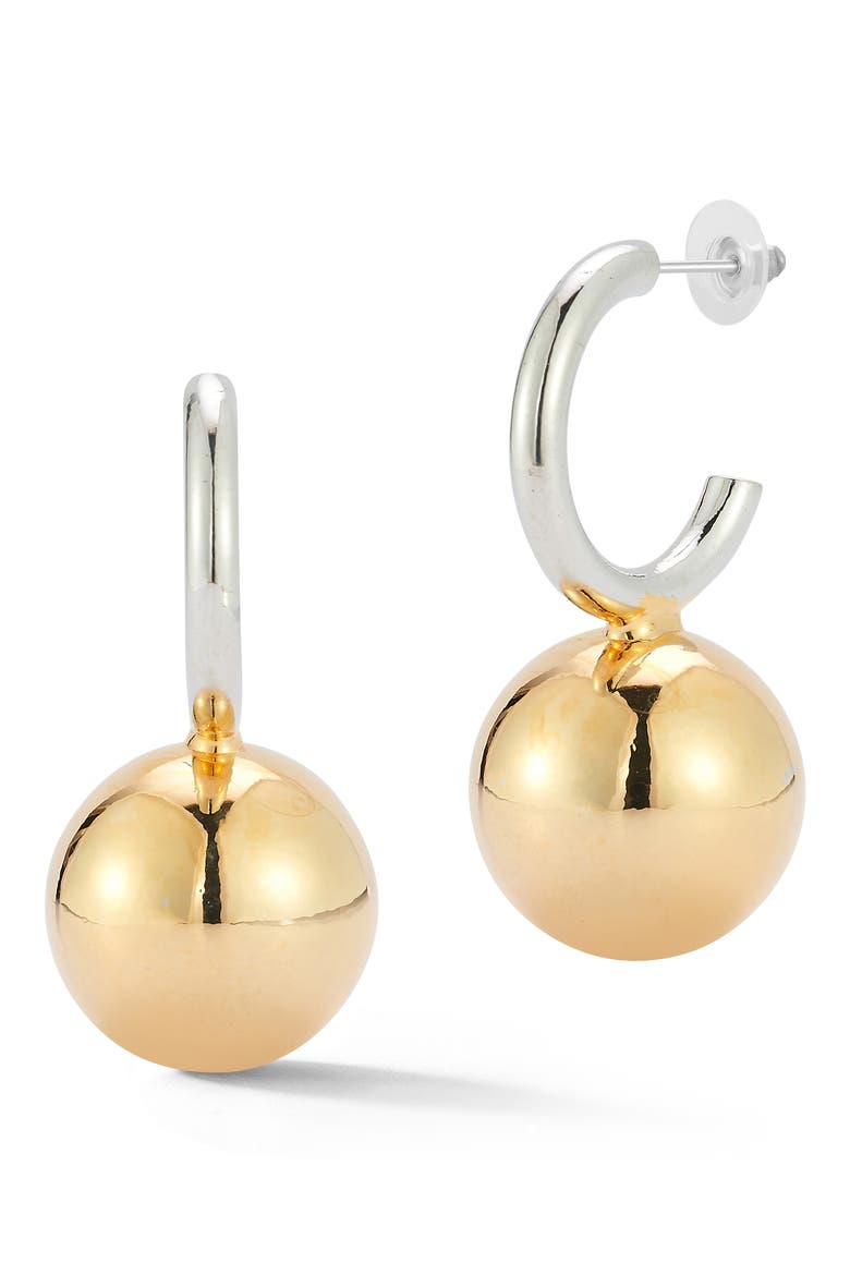 Two Tone Hoop Earrings, Main, color, GOLD