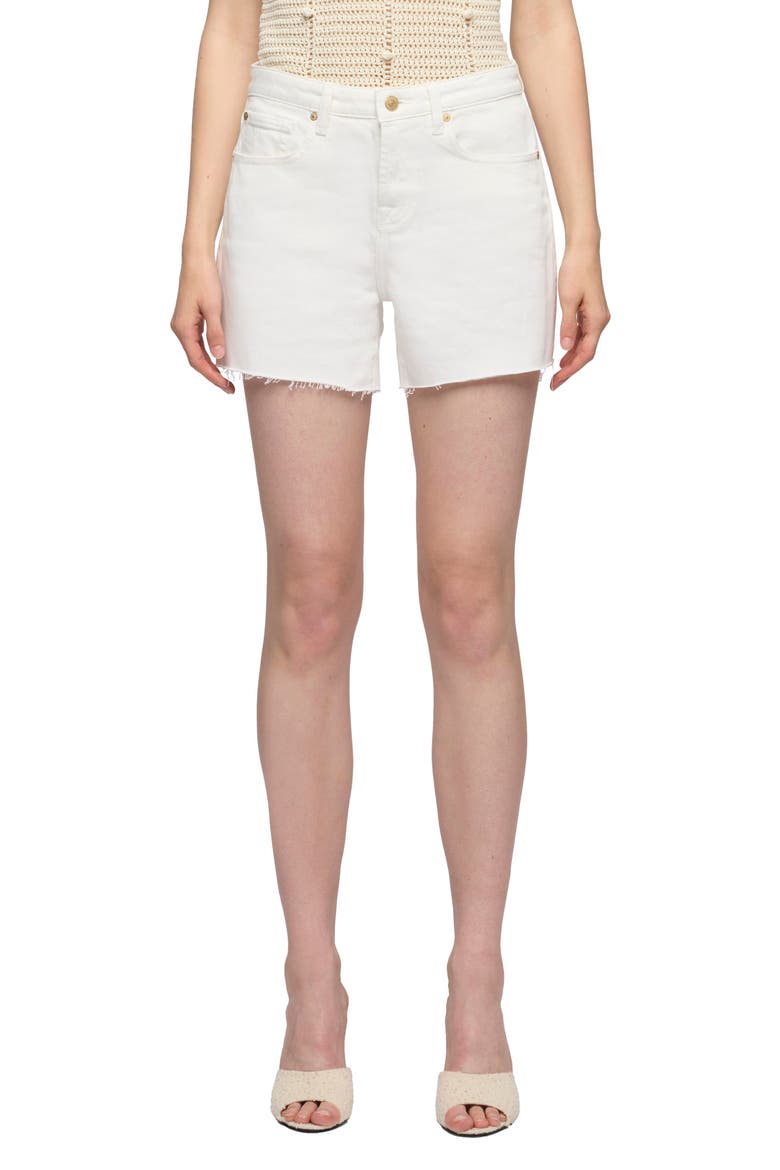 Monroe Long High Waist Denim Cutoff Shorts, Main, color, MILKYWAY