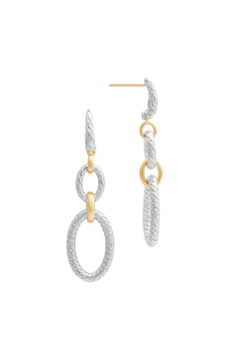 Marseille Sterling Silver with 18k Gold Double Oval Earrings, Alternate, color, SILVER/GOLD