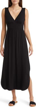 Loveappella Sleeveless V-Neck Jersey Midi Dress