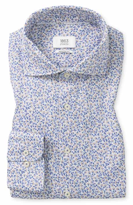 Modern Fit Floral Cotton Twill Dress Shirt