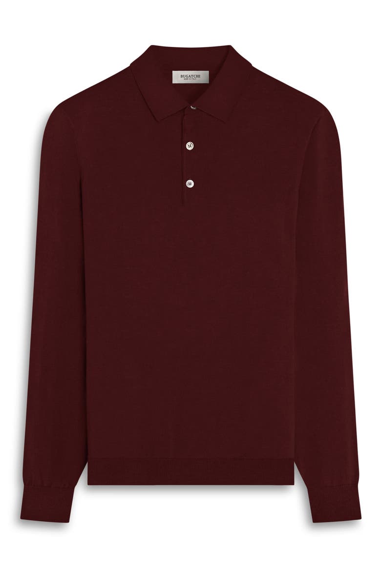 Merino Wool Polo Sweater, Alternate, color, BURGUNDY