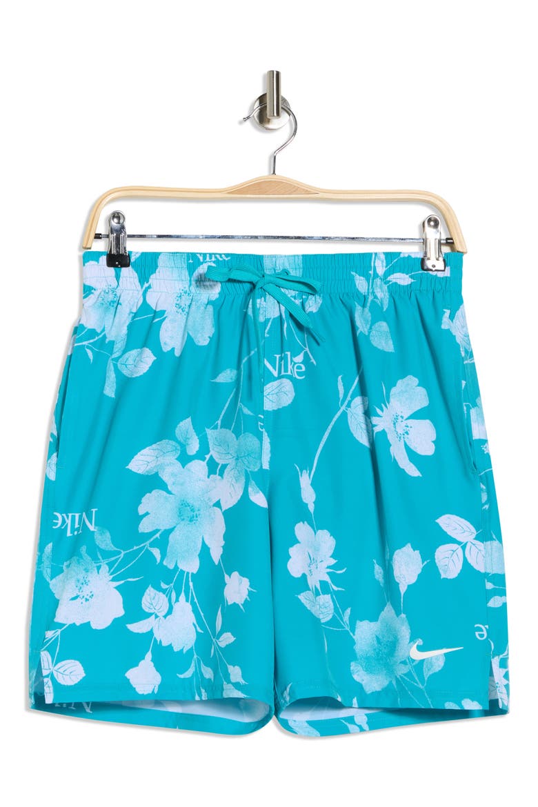 Floral Swim Trunks, Alternate, color, DUSTY CACTUS