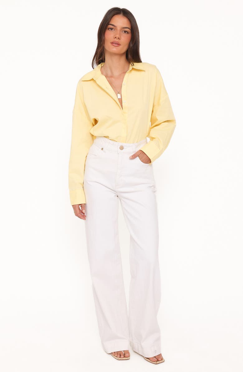 Petal & Pup Inez Scallop Back Detail Cotton Button-Up Shirt, Alternate, color, Yellow