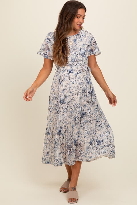 Floral Pleated Midi Dress