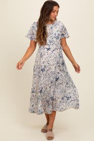 PinkBlush Floral Pleated Midi Dress