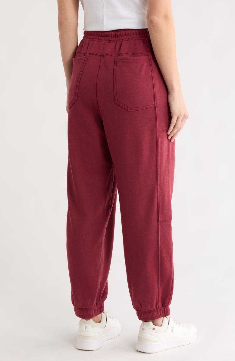 YOGALICIOUS Washed Loop Terry Oversize Barrel Pants, Alternate, color, Tibetan Red