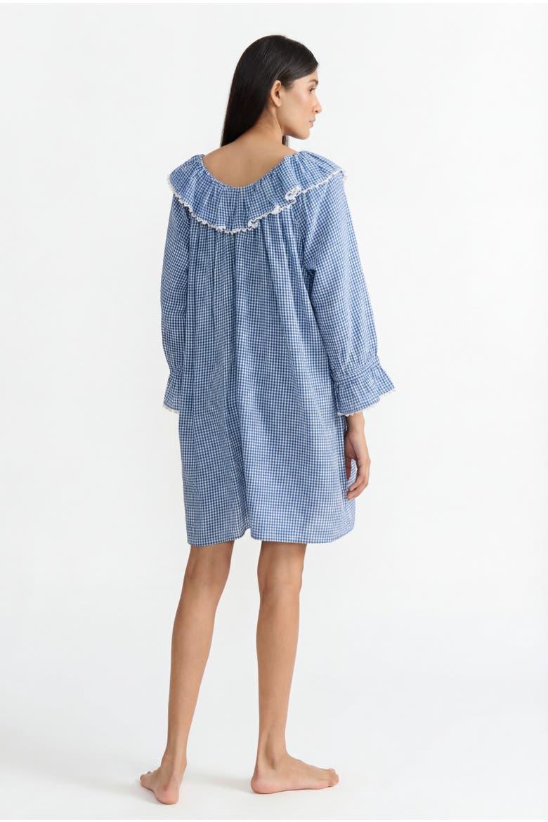India Nightdress, Alternate, color, Navy Peony Gingham