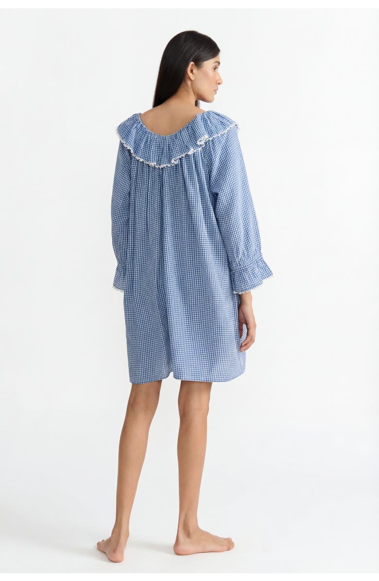If Only If India Nightdress, Alternate, color, Navy Peony Gingham