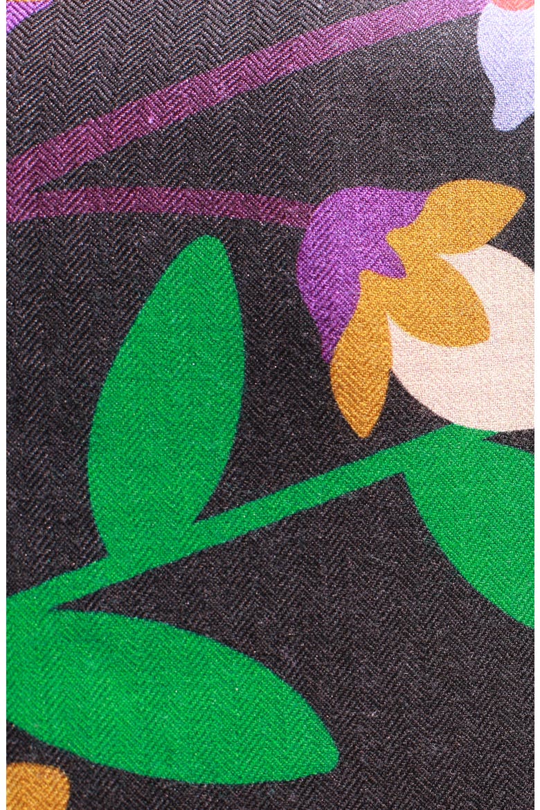 Double Sided Wool Silk Shawl Of Night Garden, Alternate, color, Black