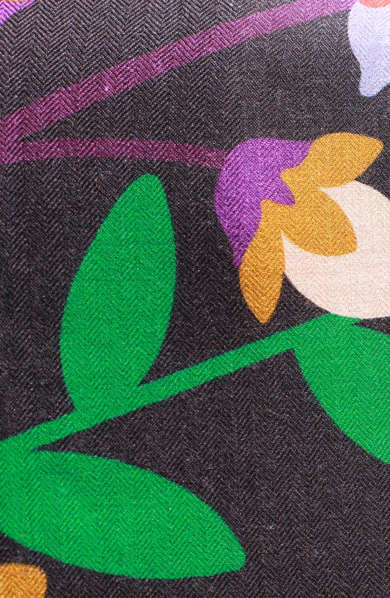 Jessie Zhao New York Double Sided Wool Silk Shawl Of Night Garden, Alternate, color, Black