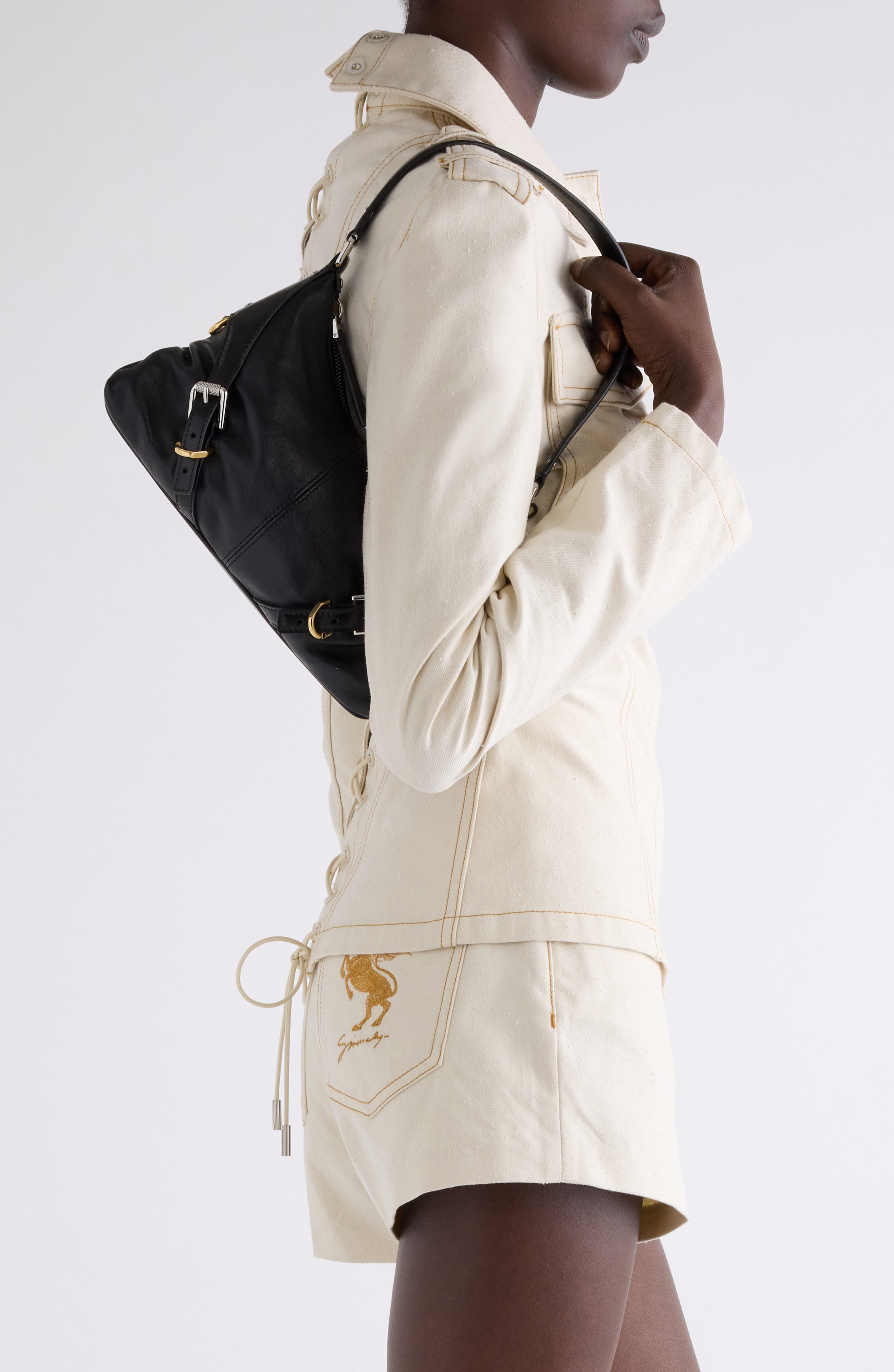 Givenchy Voyou Harness Leather Shoulder Bag, Alternate, color, 