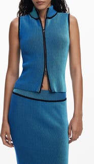 Desigual Sleeveless Front Zip Rib Top