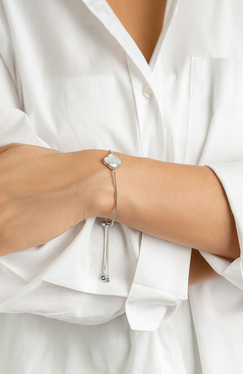 Adornia Set of 2 Clover Cuff Bracelets, Alternate, color, Silver