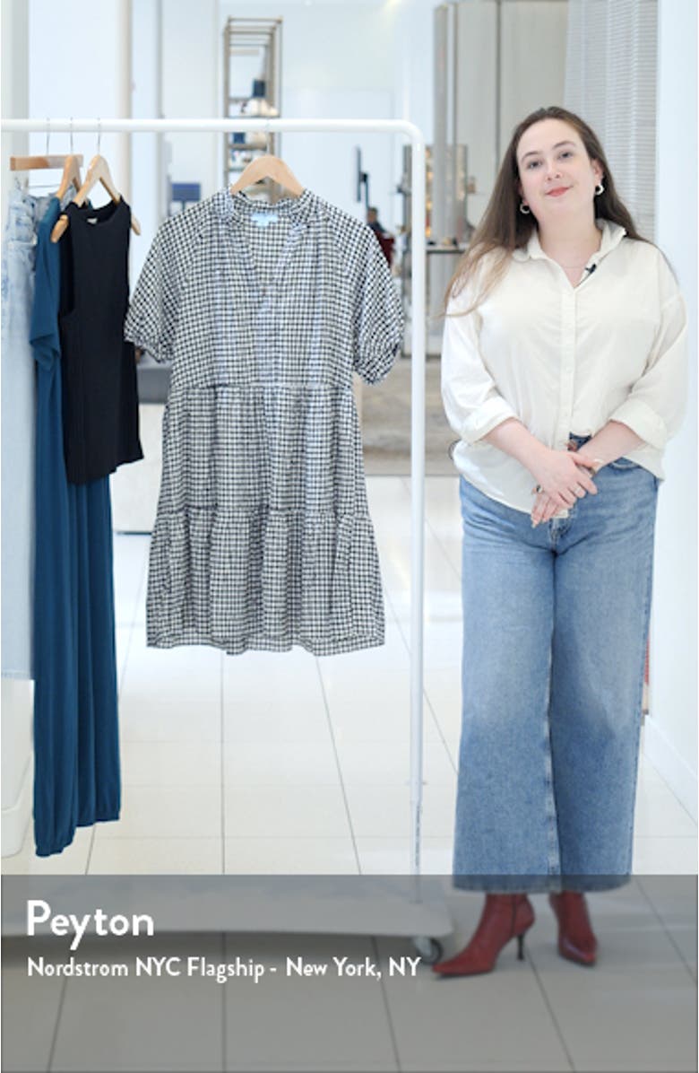 Check Floral Embroidered Babydoll Minidress, sales video thumbnail