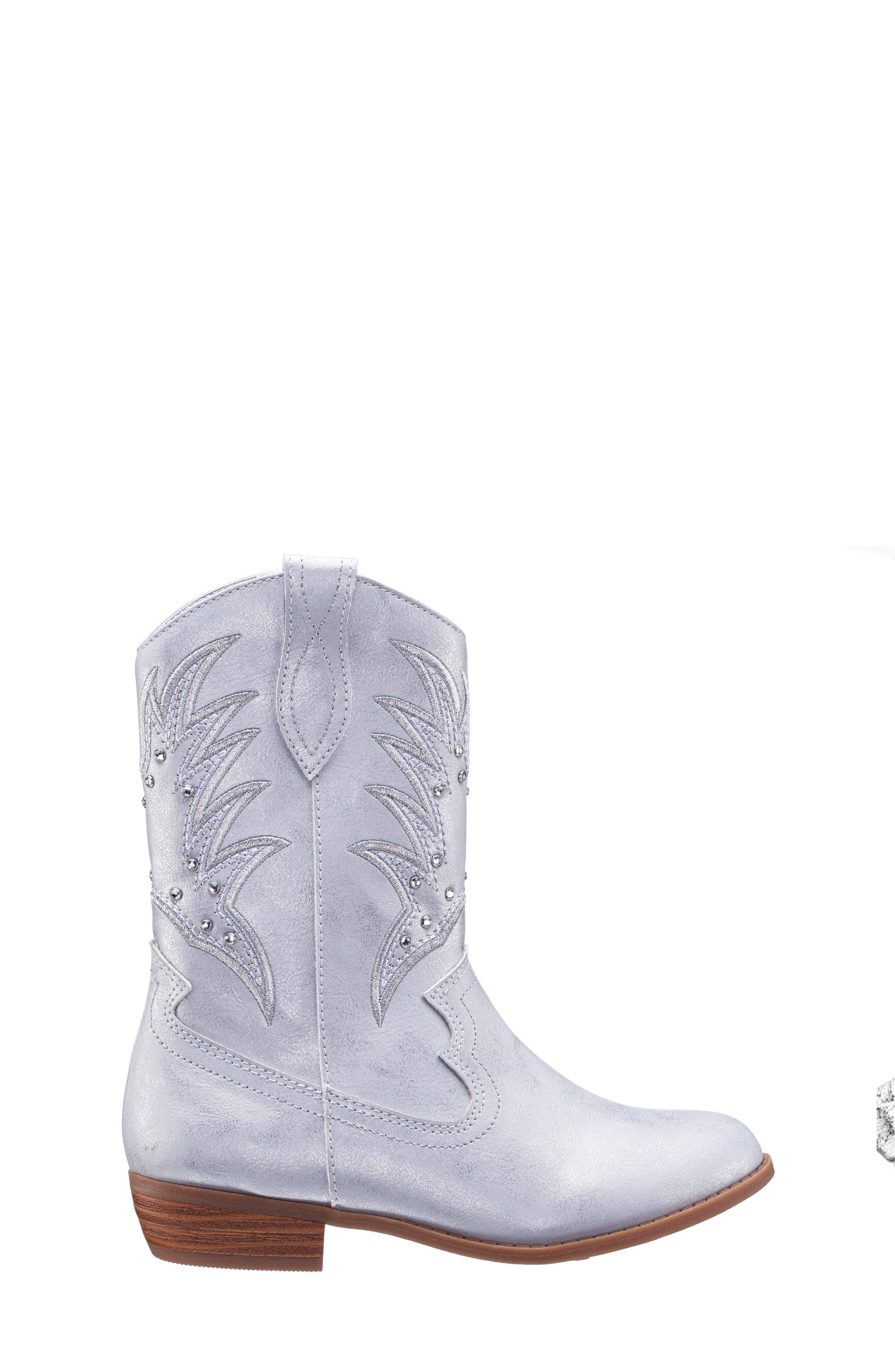 Nina Kids' Fillan Western Boot, Alternate, color, Silver Metallic