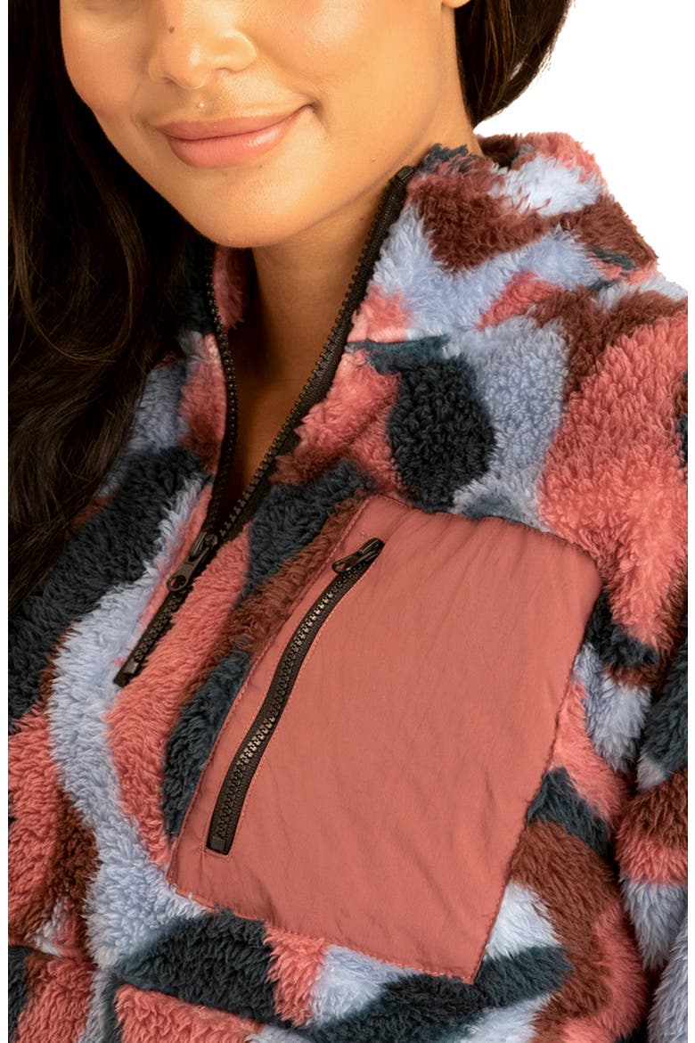 Katya Camo Half Zip Fleece Jacket, Alternate, color, PRAWN MULTI