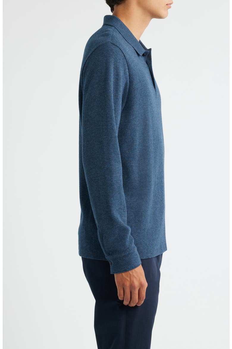 Heathered Double Face Long Sleeve Polo, Alternate, color, H COASTAL/ H FOG