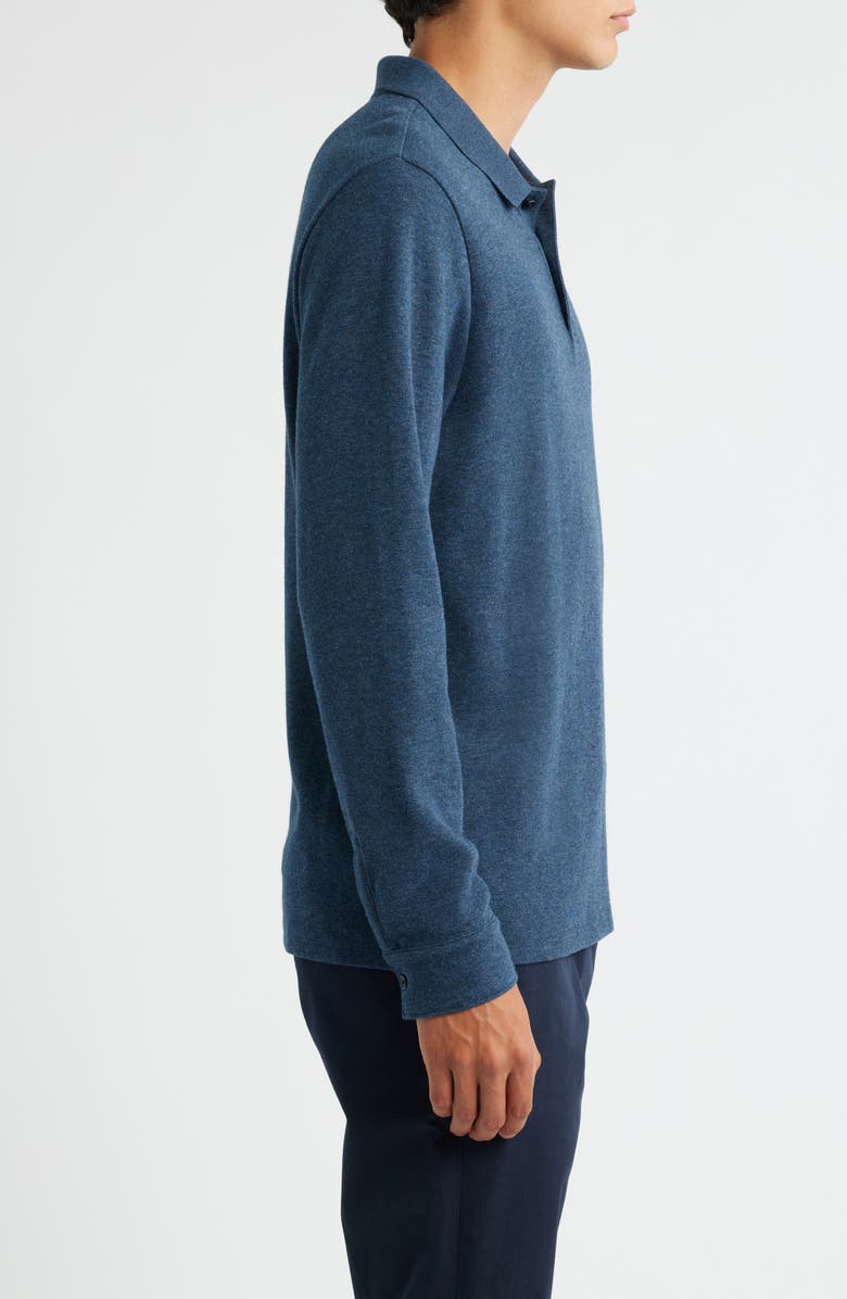 Vince Heathered Double Face Long Sleeve Polo, Alternate, color, H Coastal/ H Fog