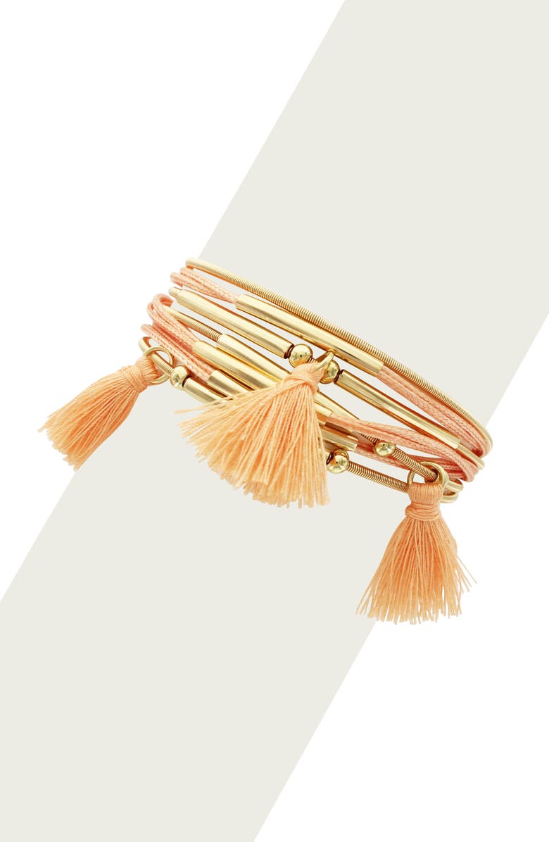 OLIVIA WELLES Tropical Tassels Bracelet, Main, color, Gold / Peach