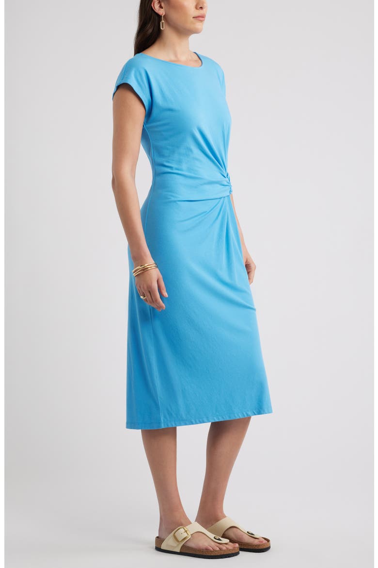 Twist Cotton Blend Knit Midi Dress, Alternate, color, BLUE MAYA