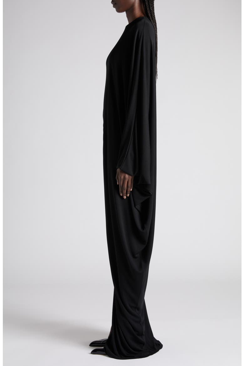 Cutout Draped Long Sleeve Jersey Gown, Alternate, color, LB999 BLACK