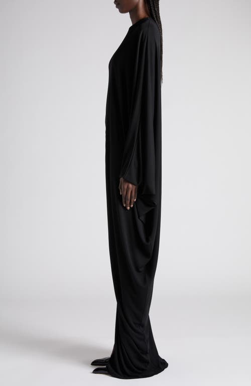 Tom Ford Cutout Draped Long Sleeve Jersey Gown In Black