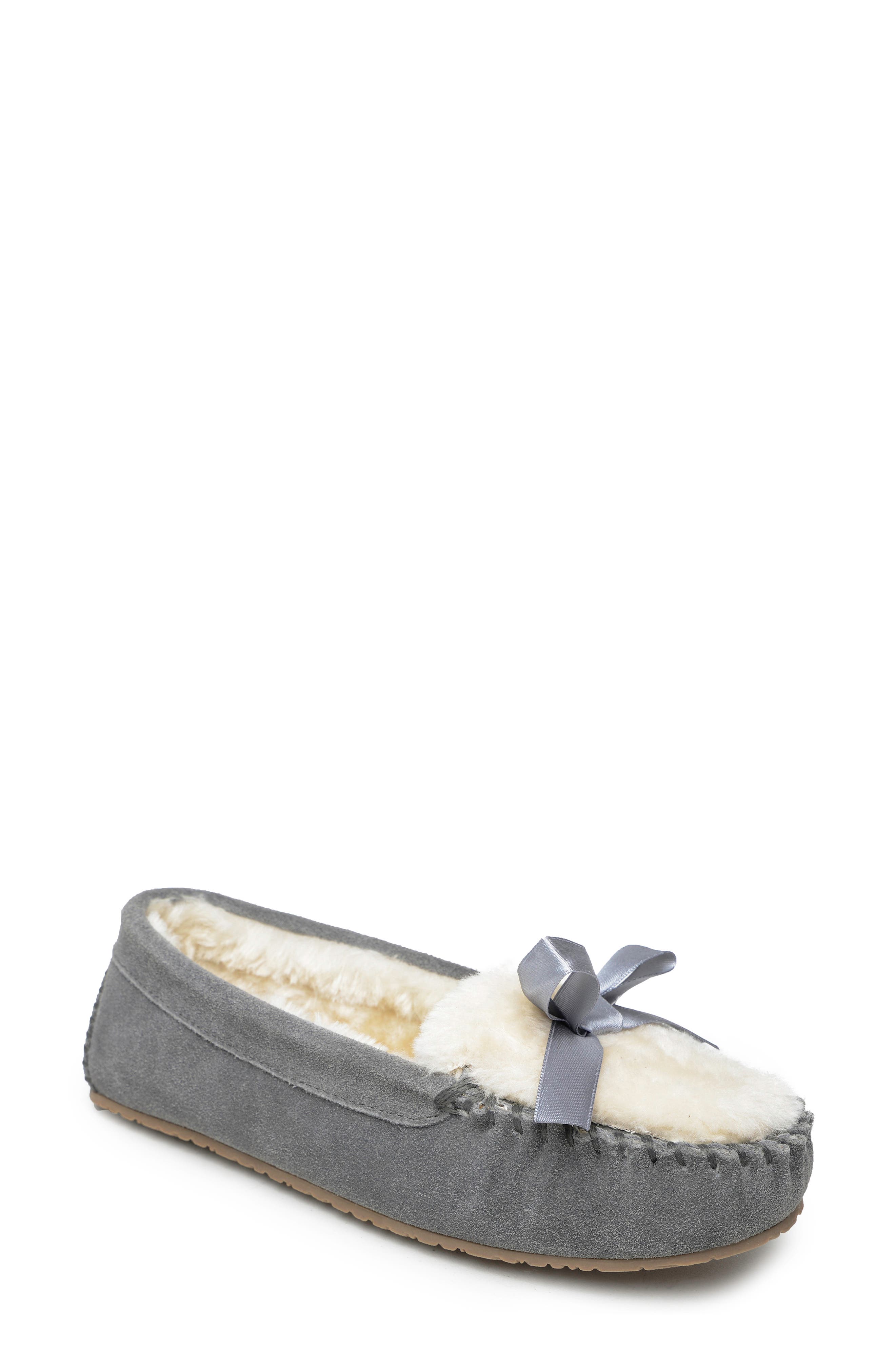 Cosi Faux Shearling Slipper, Main, color, GREY SUEDE
