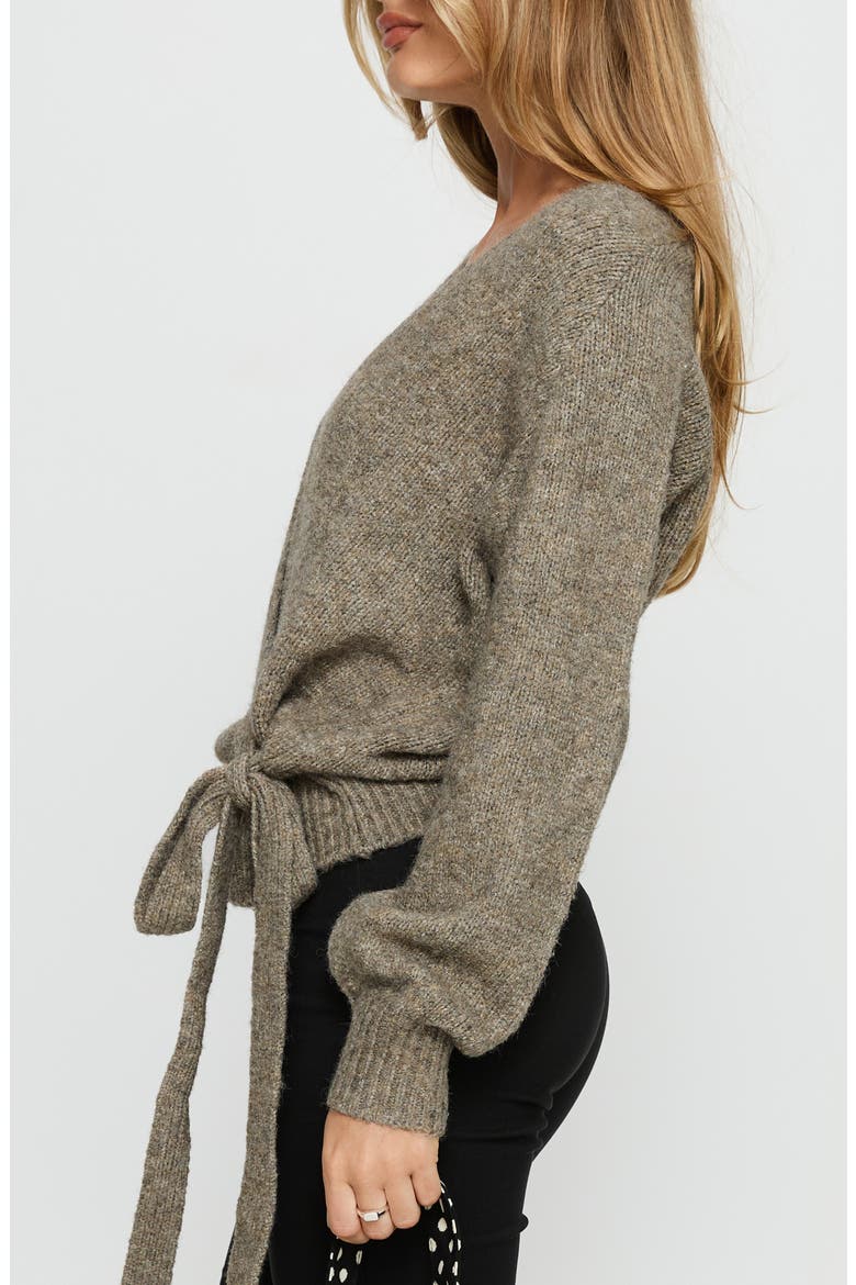 Daelan Wrap Cardigan, Alternate, color, BROWN