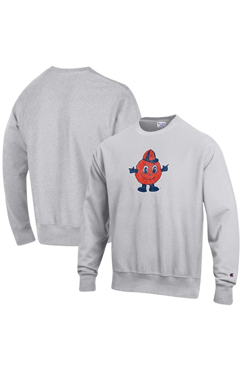 Champion Men's Champion Heathered Gray Syracuse Orange Vault Logo Reverse Weave Pullover Sweatshirt, Main, color,